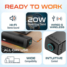 Load image into Gallery viewer, Delton SB200 Bluetooth Soundbar - 20W Dual-Powered Hi-Fi Stereo Computer Speaker with Rich Bass