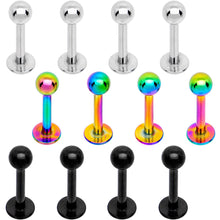 Load image into Gallery viewer, 16G 5/16 Rainbow Black PVD Pack Set of 12 Labret Monroe