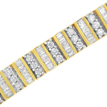 Load image into Gallery viewer, 14K Yellow Gold 5.50 Cttw Round and Baguette Diamond Link Bracelet