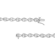 Load image into Gallery viewer, .925 Sterling Silver 1/10 Cttw Miracle-Set Diamond Pear Shape and Bezel Link Bracelet (I-J Color, I3 Clarity) - 7.25"