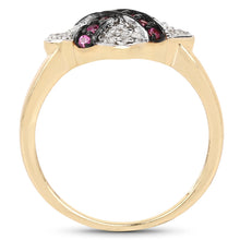 Load image into Gallery viewer, 14K Yellow Gold Plated 0.57 Carat Genuine Ruby and White Cubic Zirconia .925 Sterling Silver Ring