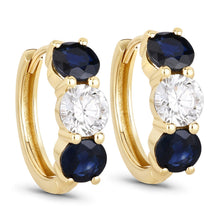 Load image into Gallery viewer, 3.60 Carat Genuine Blue Sapphire and Lab Grown Diamond 14K Yellow Gold Earrings