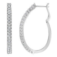 Load image into Gallery viewer, 10KT White Gold 1 cttw Diamond Hoop Earrings (I-J Clarity, I2-I3 Color)