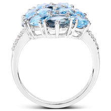 Load image into Gallery viewer, 6.69 Carat Genuine Swiss Blue Topaz, London Blue Topaz and White Zircon .925 Sterling Silver Ring
