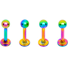 Load image into Gallery viewer, 16G 5/16 Rainbow Black PVD Pack Set of 12 Labret Monroe