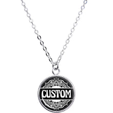 Load image into Gallery viewer, Custom Black Mandala Personalized Name Silver Plated Chain Necklace