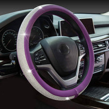 Load image into Gallery viewer, Diamond Leather Steering Wheel Cover with Bling Bling Crystal Rhinestones