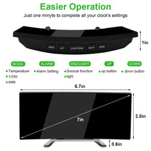 Load image into Gallery viewer, Digital Alarm Clock Desk Table Clock 3 Alarm Sounds Adjustable Volume Easy Digital Alarm Clock for Kids and Adults Compact Desk & Shelf Clocks for Bedroom Curved LED Screen Alarm Clocks For Kid Bedroom Temperature Snooze Function Home Decor Watch