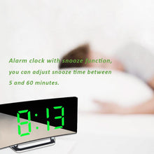 Load image into Gallery viewer, Digital Alarm Clock Desk Table Clock 3 Alarm Sounds Adjustable Volume Easy Digital Alarm Clock for Kids and Adults Compact Desk & Shelf Clocks for Bedroom Curved LED Screen Alarm Clocks For Kid Bedroom Temperature Snooze Function Home Decor Watch