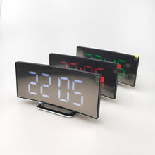 Load image into Gallery viewer, Digital Alarm Clock Digital Clock Large Display LED Alarm Electric Clocks Mirror Surface 3 Levels Brightness Dual USB LED Curved Surface Mirror Electronic Table Clock Large Screen Snooze Desktop Clock For Home Decoration