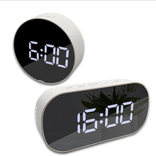 Load image into Gallery viewer, Digital Alarm Clock Digital Clock Large Display LED Alarm Electric Clocks Mirror Surface 3 Levels Brightness Dual USB LED Curved Surface Mirror Electronic Table Clock Large Screen Snooze Desktop Clock For Home Decoration