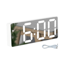 Load image into Gallery viewer, Digital Alarm Clock LED Digital Display Dual Alarm with USB Charger Port 0-100 Dimmer for Seniors Simple Bedside Big Number Alarm Clocks for Bedrooms LED Mirror Electronic Alarm Clocks Large LCD Display Digital Table Clock with Calendar Temperature
