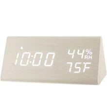 Load image into Gallery viewer, Digital Alarm Clock with Wooden Electronic LED Time Display