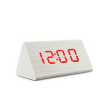 Load image into Gallery viewer, Digital Clock LED Wooden Alarm Clock Digital Alarm Clock with Wooden Electronic LED Time Display 3 Alarm Settings Humidity & Temperature Detect Wood Made Electric Clocks Table Sound Control Electronic Clocks Desktop USB/AAA Powered Home Table Decor