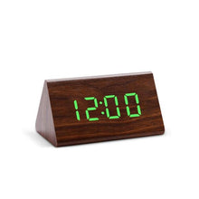 Load image into Gallery viewer, Digital Clock LED Wooden Alarm Clock Digital Alarm Clock with Wooden Electronic LED Time Display 3 Alarm Settings Humidity & Temperature Detect Wood Made Electric Clocks Table Sound Control Electronic Clocks Desktop USB/AAA Powered Home Table Decor