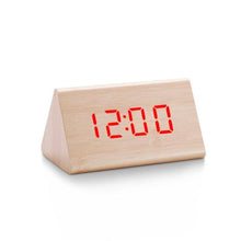 Load image into Gallery viewer, Digital Clock LED Wooden Alarm Clock Digital Alarm Clock with Wooden Electronic LED Time Display 3 Alarm Settings Humidity & Temperature Detect Wood Made Electric Clocks Table Sound Control Electronic Clocks Desktop USB/AAA Powered Home Table Decor