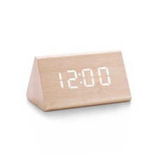 Load image into Gallery viewer, Digital Clock LED Wooden Alarm Clock Digital Alarm Clock with Wooden Electronic LED Time Display 3 Alarm Settings Humidity & Temperature Detect Wood Made Electric Clocks Table Sound Control Electronic Clocks Desktop USB/AAA Powered Home Table Decor