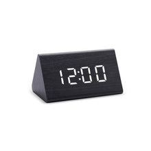 Load image into Gallery viewer, Digital Clock LED Wooden Alarm Clock Digital Alarm Clock with Wooden Electronic LED Time Display 3 Alarm Settings Humidity & Temperature Detect Wood Made Electric Clocks Table Sound Control Electronic Clocks Desktop USB/AAA Powered Home Table Decor
