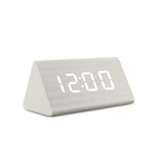 Load image into Gallery viewer, Digital Clock LED Wooden Alarm Clock Digital Alarm Clock with Wooden Electronic LED Time Display 3 Alarm Settings Humidity & Temperature Detect Wood Made Electric Clocks Table Sound Control Electronic Clocks Desktop USB/AAA Powered Home Table Decor