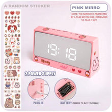 Load image into Gallery viewer, Digital Clock Table Clock Snooze Alarm Cute Silent Mirror Clock Student Desktop Mirror Surface LED Alarm Clock with USB Charger 12/24H Easy Snooze Function Adjustable Brightness Alarm Clocks for Bedroom LED Clock Electronic Clock for Children