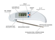 Load image into Gallery viewer, Digital Foldable Thermometer Food BBQ Meat Oven Instant Read Food Thermometer For Cooking Digital Kitchen Thermometer Probe With Backlight & Reversible Display Cooking Thermometer For Folding Kitchen Thermometer For Cooking Water Oil Grill Tools