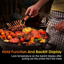 Load image into Gallery viewer, Digital Meat Thermometer Instant Read Food Thermometer for Cooking Digital Kitchen Thermometer Probe with Backlight & Reversible Display Cooking Thermometer for Candy Grill Food Kitchen Digital Meat Thermometer BBQ Waterproof Kitchen Cooking Tools
