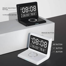 Load image into Gallery viewer, Digital Mirror Clock Wireless Charging Alarm Clock