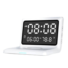 Load image into Gallery viewer, Digital Mirror Clock Wireless Charging Alarm Clock