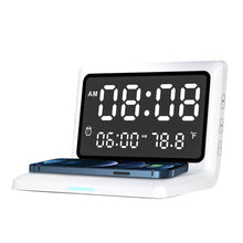 Load image into Gallery viewer, Digital Mirror Clock Wireless Charging Alarm Clock