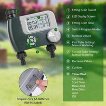 Load image into Gallery viewer, Digital Programmable Sprinkler Timer with 2 Outlet Zones