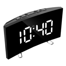 Load image into Gallery viewer, Digital Table Clock Digital Alarm Clock LED Bedside Clock Dual Alarm Adjustable Volume Alarm Clock for Bedroom Electronic 7 Inch Number Desktop Alarm Clocks For Kids Bedroom LED Screen Curved Dimmable Mirror