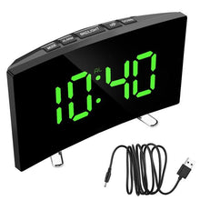 Load image into Gallery viewer, Digital Table Clock Digital Alarm Clock LED Bedside Clock Dual Alarm Adjustable Volume Alarm Clock for Bedroom Electronic 7 Inch Number Desktop Alarm Clocks For Kids Bedroom LED Screen Curved Dimmable Mirror