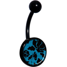 Load image into Gallery viewer, Blue Floral Lace Black Belly Ring