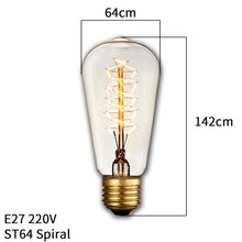 Load image into Gallery viewer, Dimmable Light Bulb Retro Vintage Edison Bulb Incandescent Ampoule Bulbs Vintage Edison Lamp Retro Light Vintage Bulbs Modern Style Square Spiral Filament Incandescent Light
