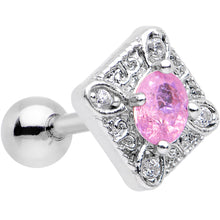 Load image into Gallery viewer, 16G 1/4 Clear Pink Gem Rococo Rhombus Tragus Cartilage Earring