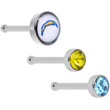 Load image into Gallery viewer, 20G Licensed NFL San Diego Chargers Logo Nose Bone 3 Pack Set