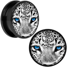 Load image into Gallery viewer, Black White Leopard Eyes Black Anodized Screw Fit Plug Set 20mm