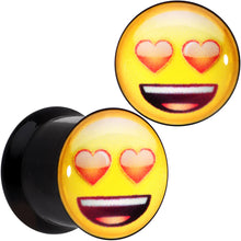 Load image into Gallery viewer, 7/16 Licensed Heart Eyes emoji Acrylic Double Flare Plug Set