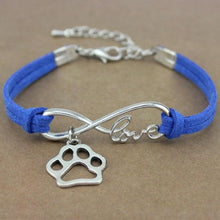 Load image into Gallery viewer, Dog Paws Best Friends Heart Animal Infinity Love Charm Bracelets Women Men Girl Boy Print Bracelet With Love And Infinity Symbol For Women Girls Faux Suede Adjustable Bracelet