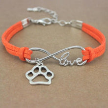 Load image into Gallery viewer, Dog Paws Best Friends Heart Animal Infinity Love Charm Bracelets Women Men Girl Boy Print Bracelet With Love And Infinity Symbol For Women Girls Faux Suede Adjustable Bracelet