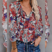 Load image into Gallery viewer, Dokotoo Women's Casual Boho Floral Printed V-Neck Top