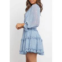 Load image into Gallery viewer, Dokotoo Womens Spring Summer Deep V Neck Ruffle Long Sleeve Floral Print Mini Dress