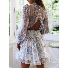 Load image into Gallery viewer, Dokotoo Womens Spring Summer Deep V Neck Ruffle Long Sleeve Floral Print Mini Dress