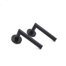 Load image into Gallery viewer, Door Handle Brushed Stainless Steel Tube Hollow Spray Paint Frosted Black Round Cover Split Right Angle Door Handle Stainless Steel Tube Hollow Spray Paint Frosted Black Round Cover Split Right Angle Door Handle