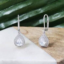 Load image into Gallery viewer, Double Halo Pear Drop Earrings