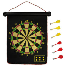 Load image into Gallery viewer, Double Sided Magnetic Roll-Up Dart Board and Bullseye Game