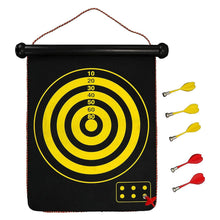 Load image into Gallery viewer, Double Sided Magnetic Roll-Up Dart Board and Bullseye Game