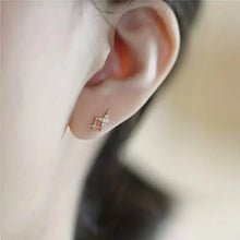 Load image into Gallery viewer, Double Star Design Stud Earrings Inlaid Zirconia
