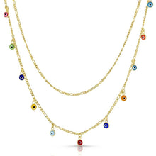 Load image into Gallery viewer, Double Strand Figaro Evil Eye Drop Necklace