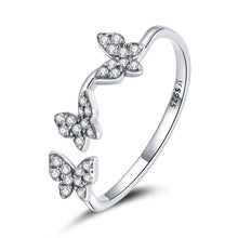 Load image into Gallery viewer, 925 Sterling Silver Oxidized Butterfly Ring with Pavé Setting CZ for Women